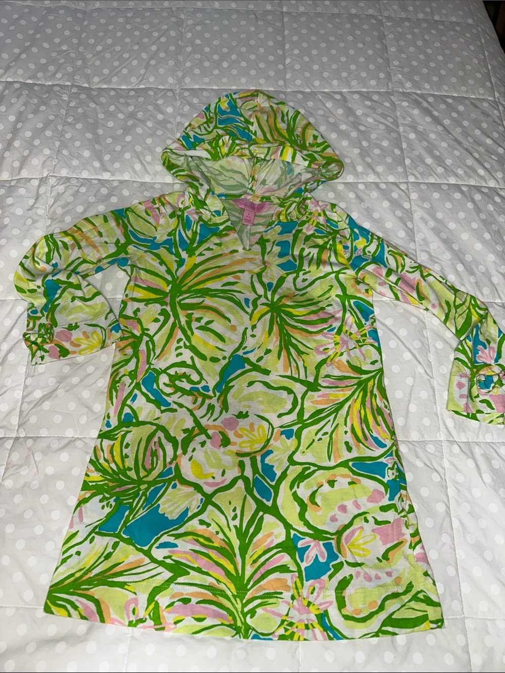 Lilly Pulitzer Girls Hooded Tropical Swim Tunic in Green, Blue, Pink size 4-5